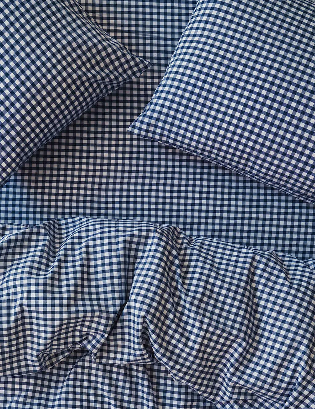 Piglet In Bed 2 Pack Pure Cotton Gingham Pillowcases Blue Mix