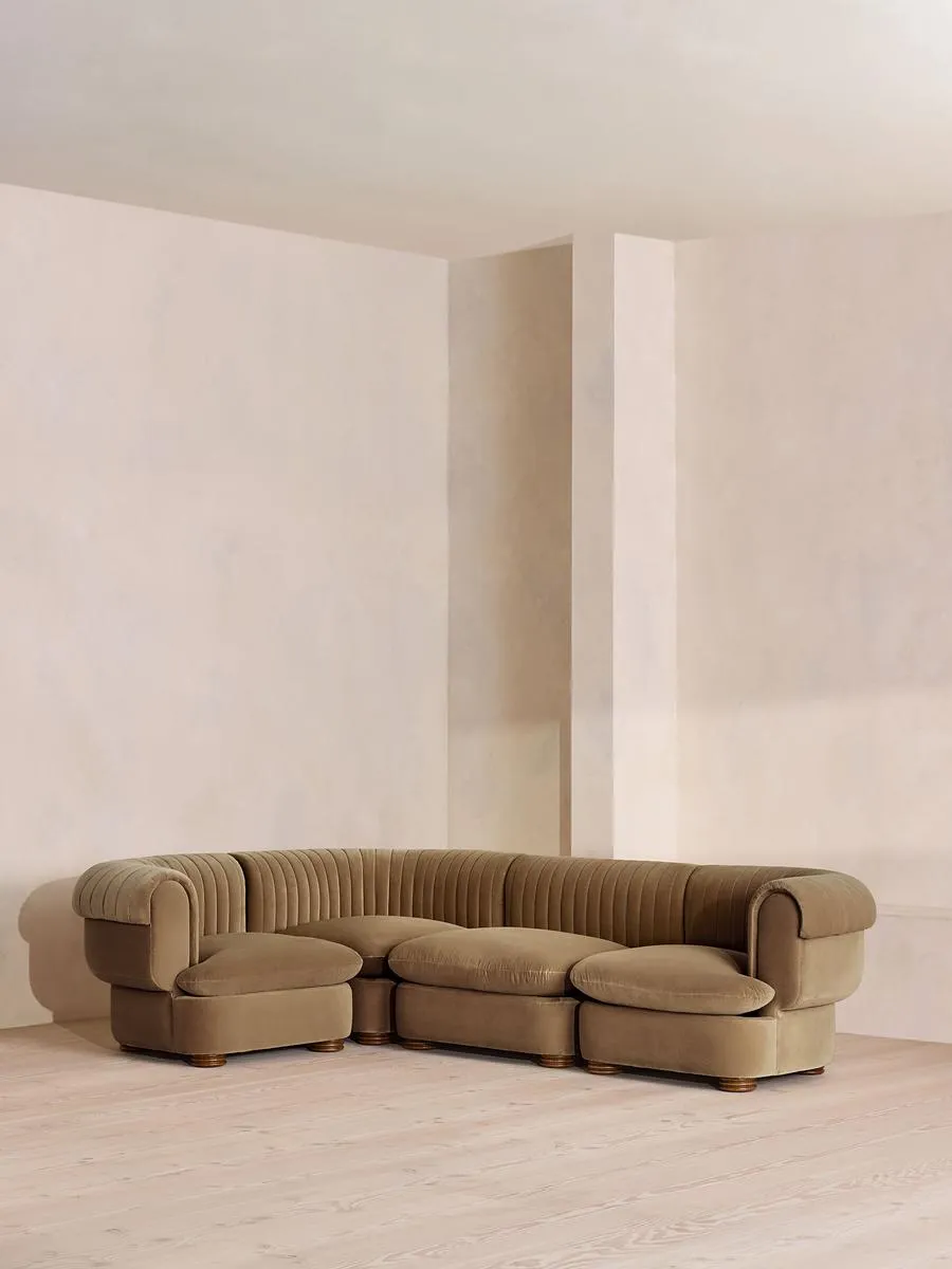 Rava Modular Sofa, L-Shape Sofa, Velvet, Truffle