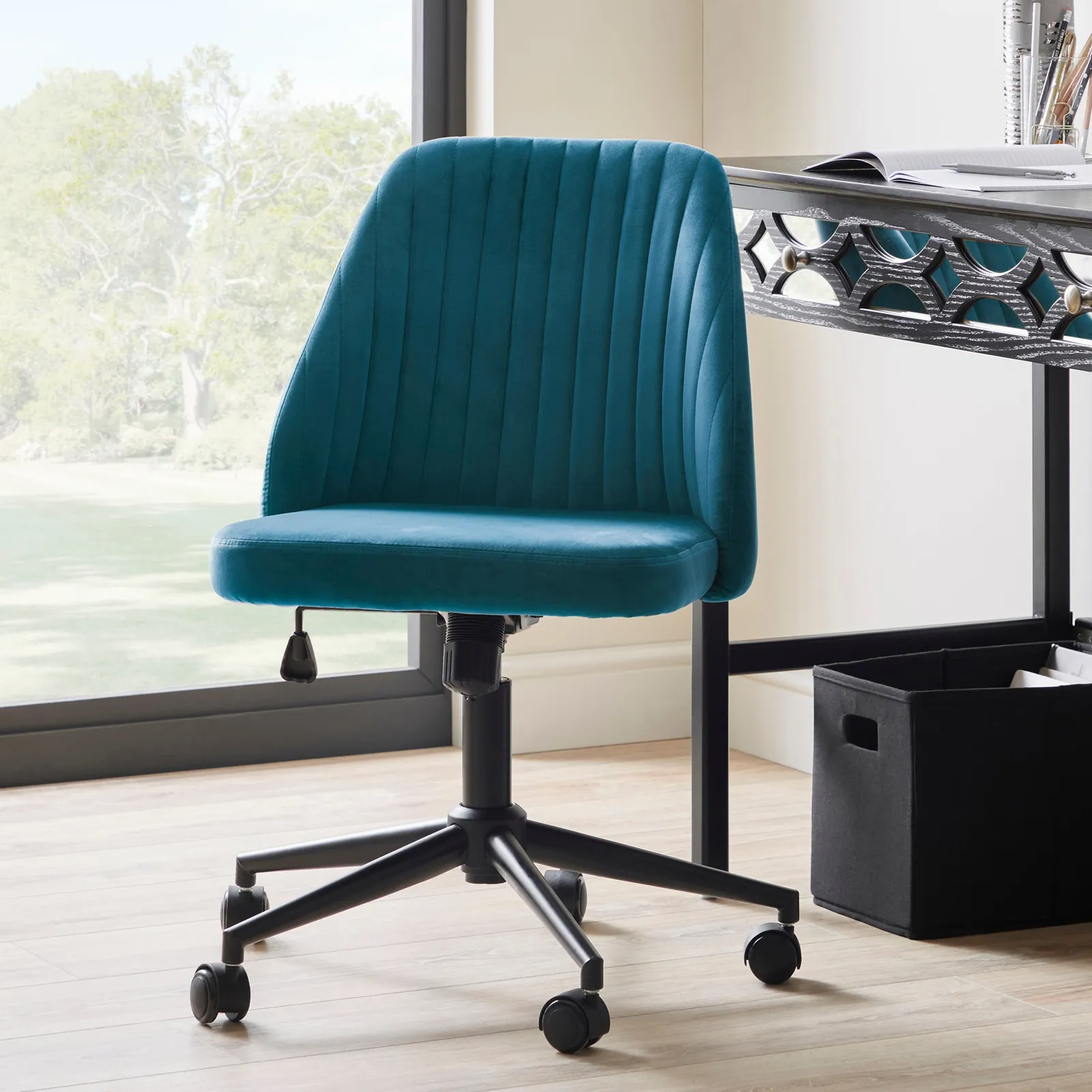 Mya Velvet Office Chair Green