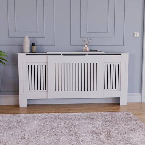 Return - Vida Designs Chelsea Adjustable Radiator Cover, White 2