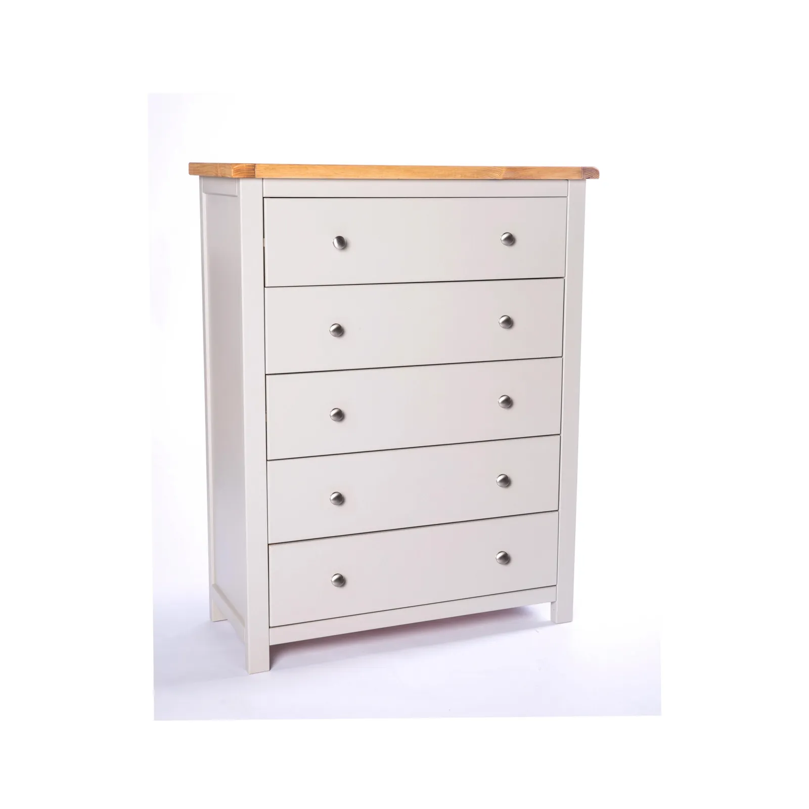 Cabinet Bits Argenta 5 Drawer Chest of Drawers Chrome Knob in Light Grey 2