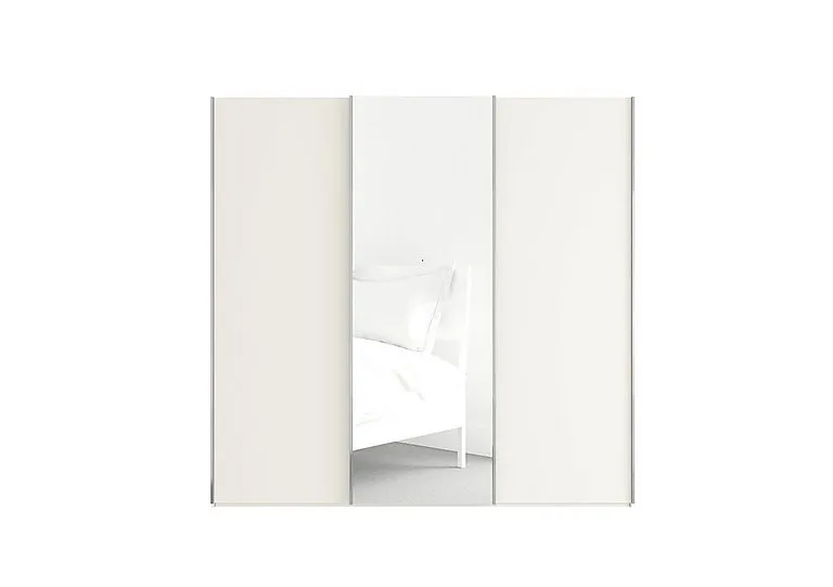 Oxford 3 Door Sliding 225 cm Wardrobe With Central Mirror with Mirror - White