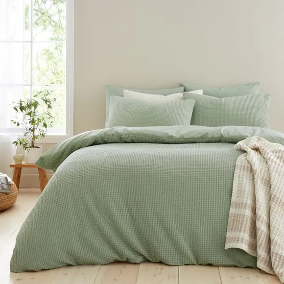 Ashton Waffle 100% Cotton Duvet Cover & Pillowcase Set 4