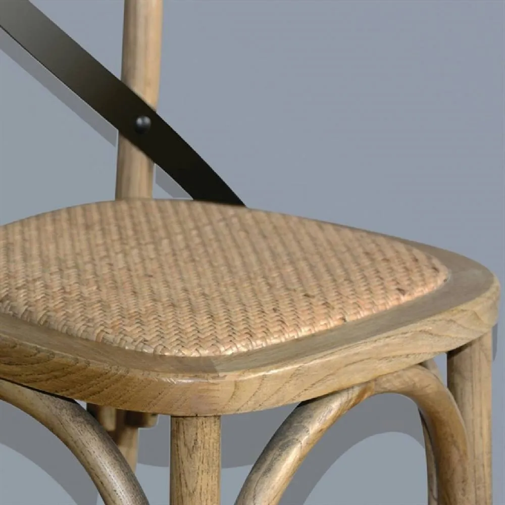 netfurniture Arlington Retro Wood Stool - Rattan Seat Pad Fully Assembled in Brown 3