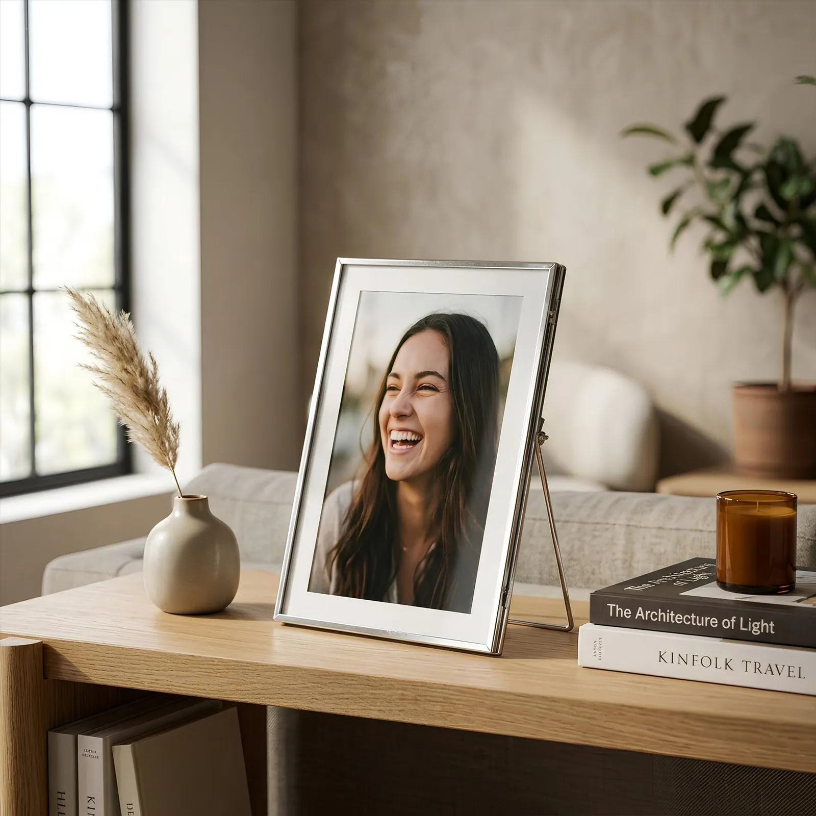 Nicola Spring 5x Standing Metal Photo Frames - 6" x 8" Picture Display Poster Frame in Silver 6