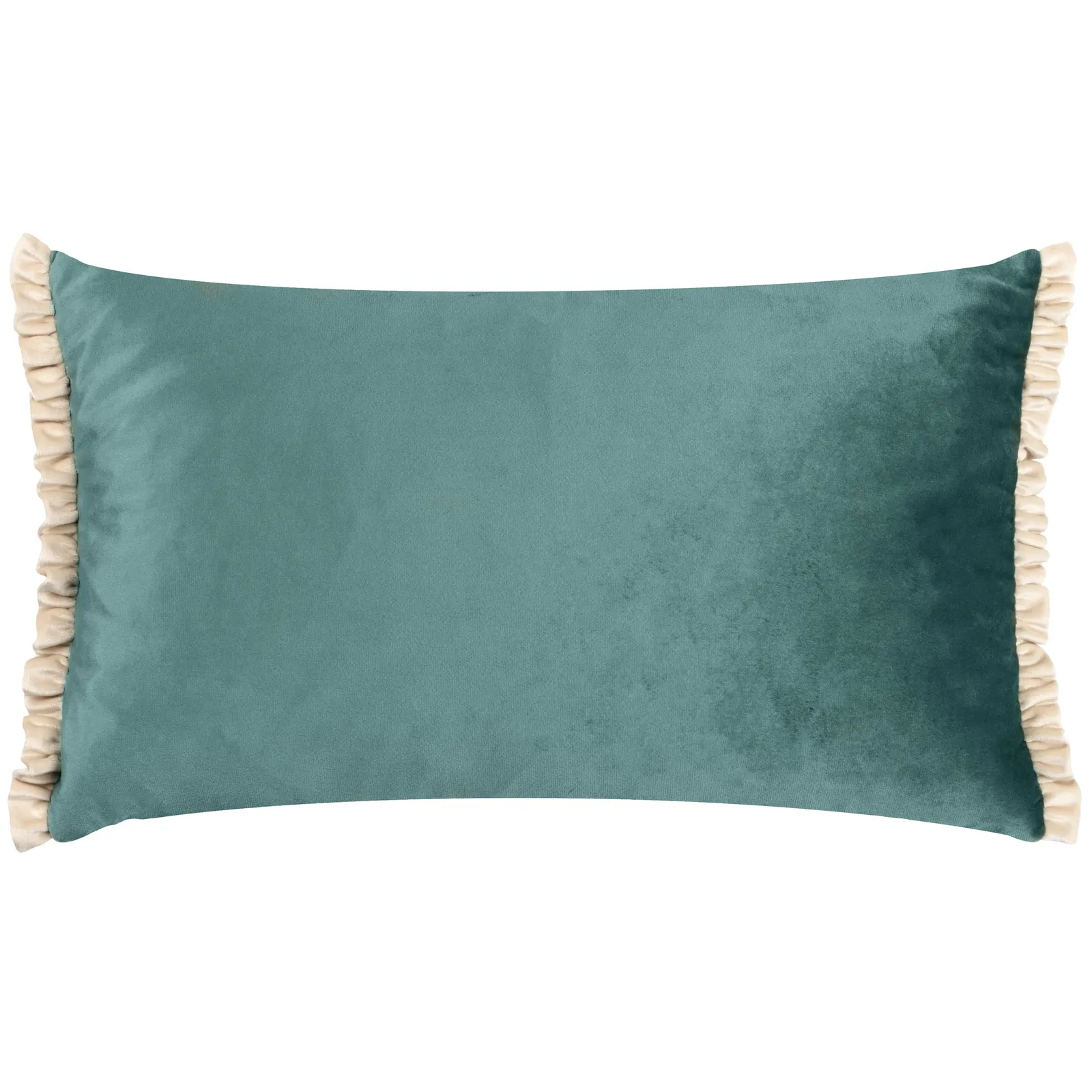 Wylder Tilly Velvet Frill Reversible Cushion in Duck Egg Blue 2