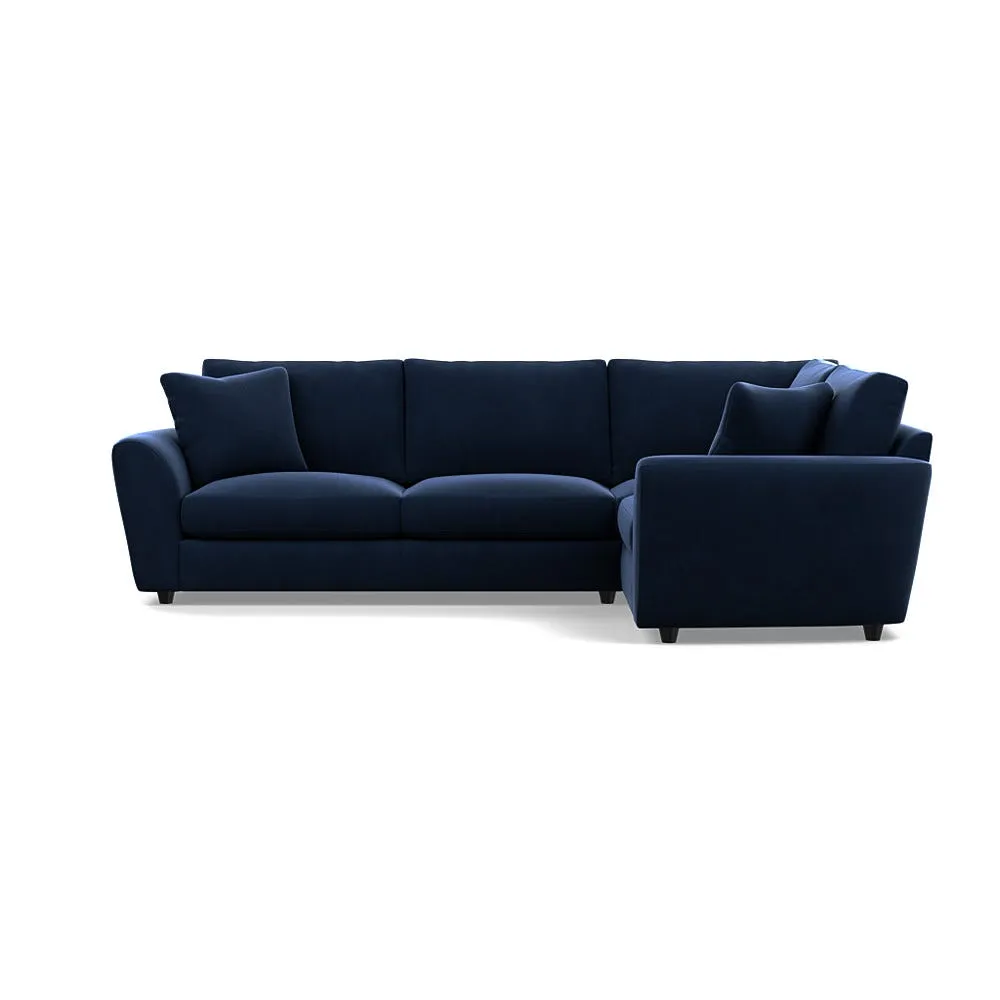 Heal's Snooze Right Hand Facing Corner Sofa Smart Velvet Dusk Black Feet 1