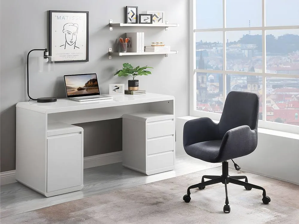 Vente-unique Desk With Storage - White Lacquered MDF - SERGUEI 3