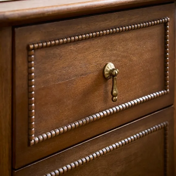 Ettie Beaded 2 Drawer Bedside Table, Mango Wood 4