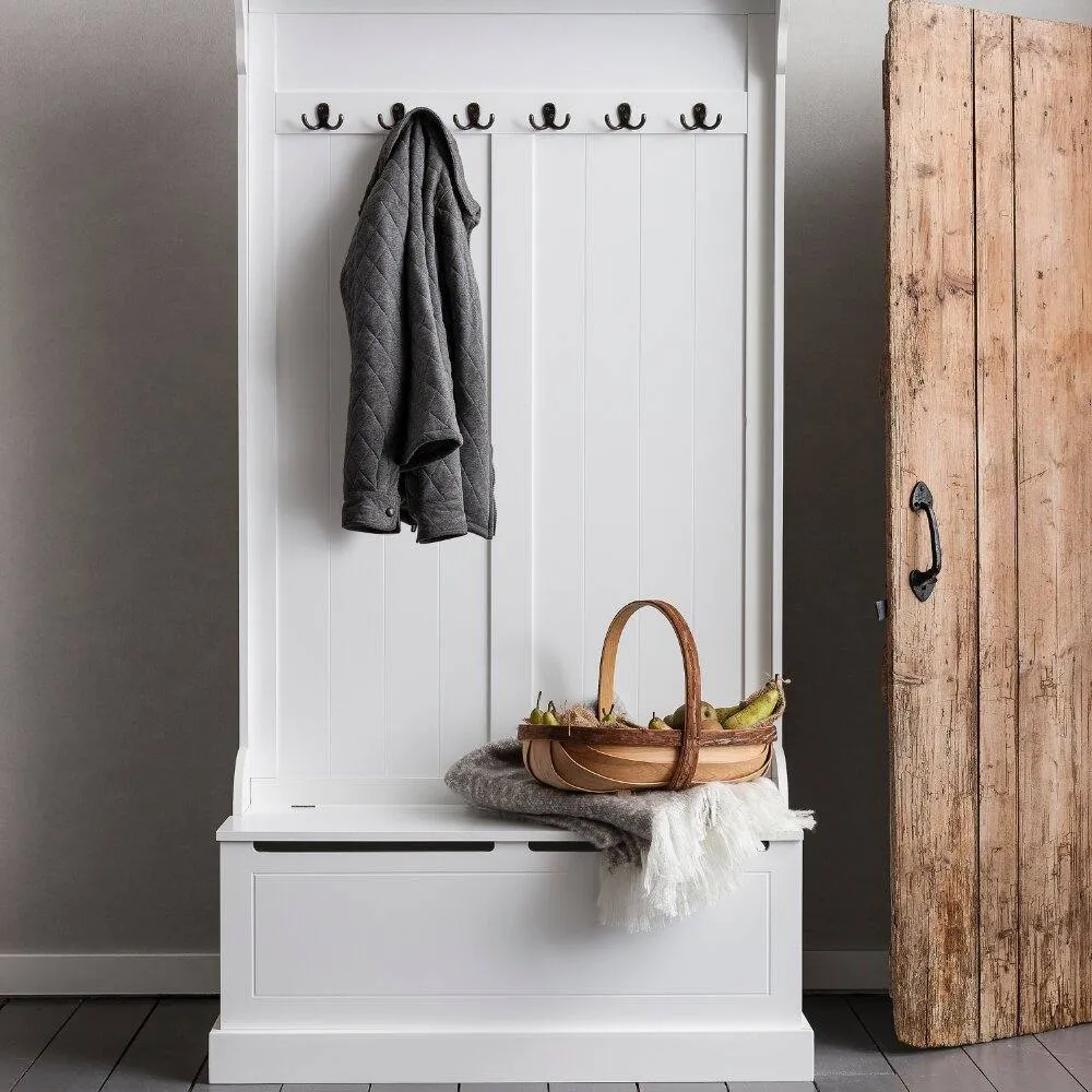 Nöa and Nani Brittany Hallway Bench and Coat Hook Shoe Storage in White