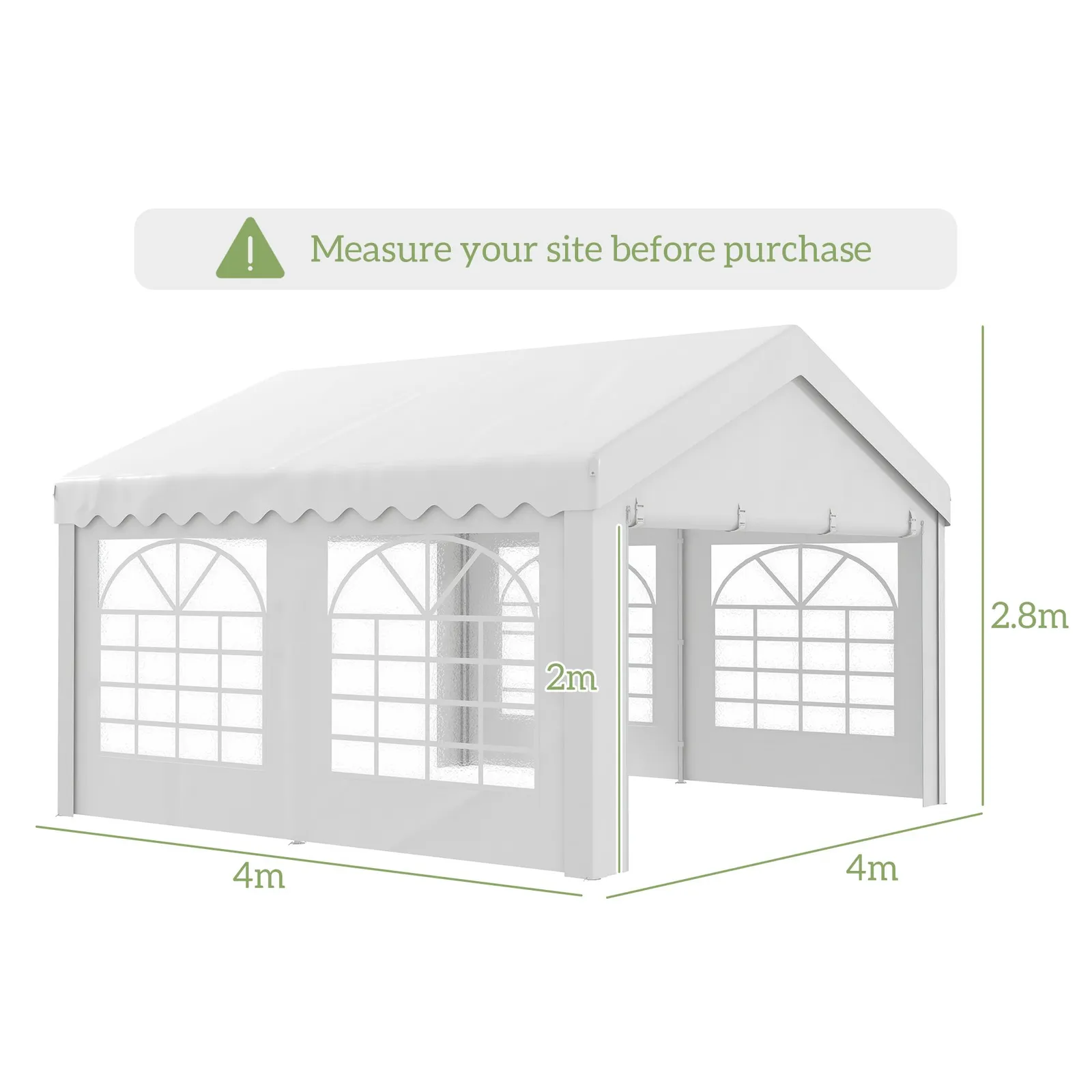 OUTSUNNY Garden Gazebo Portable Carport Shelter w/ Removable Sidewalls&Doors in White 3