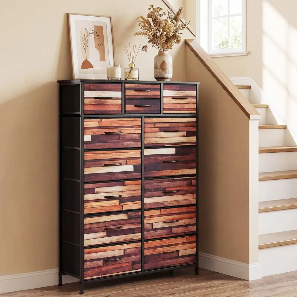 Costway 14-Drawer Dresser Storage Chest w/Fabric Drawers Storage Organizer in Brown 5