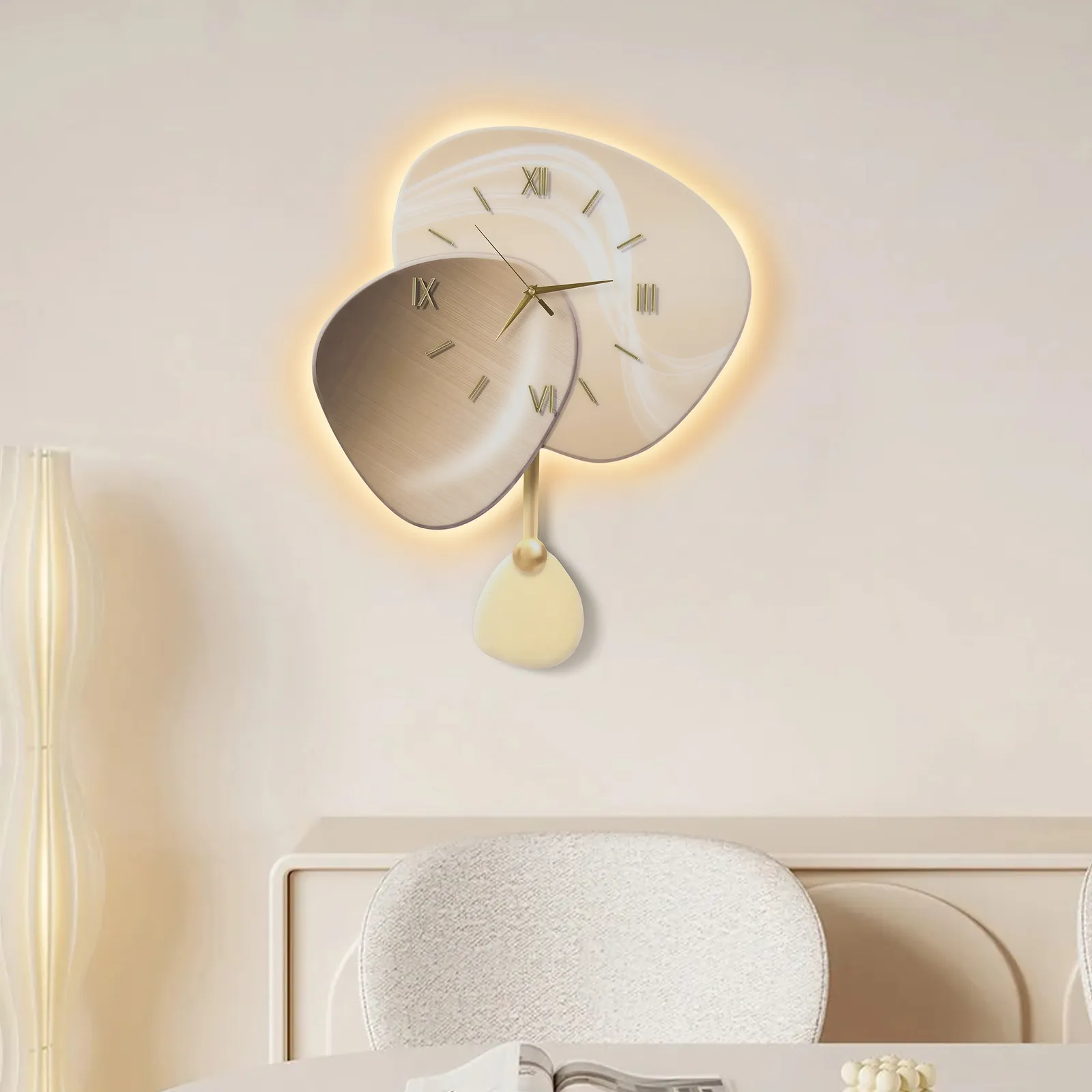 60cm LED Wall Clock with 3-Colour Dimming and Remote Control