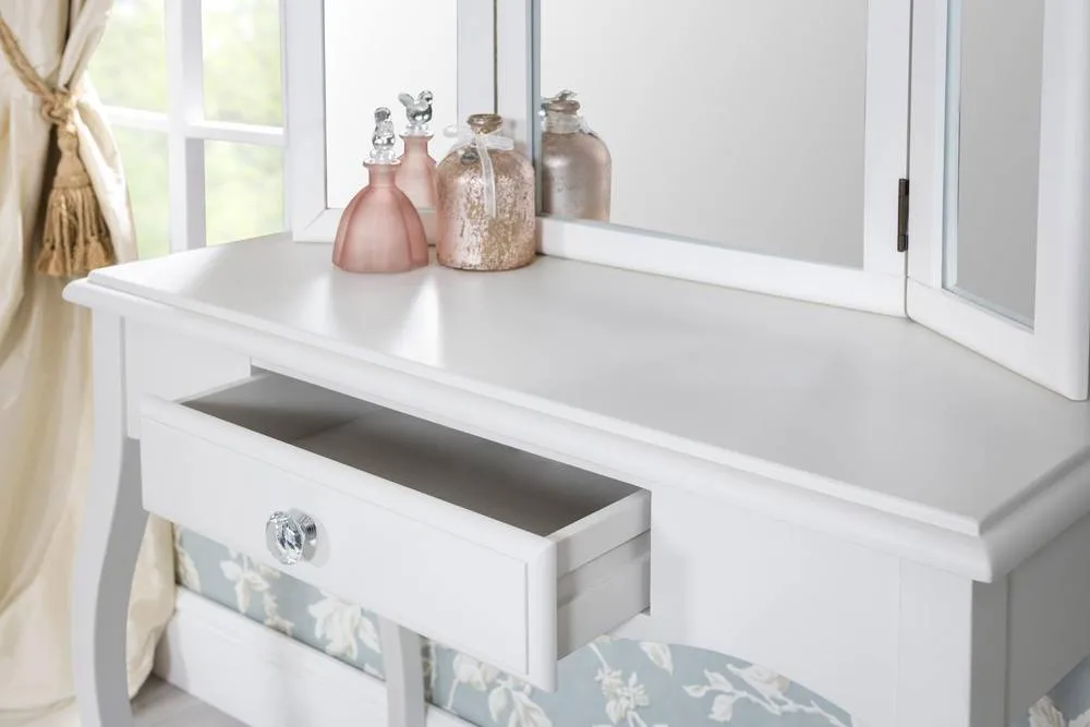 Statement Furniture Romance Dressing Table with Crystal Handles in Light Grey 5