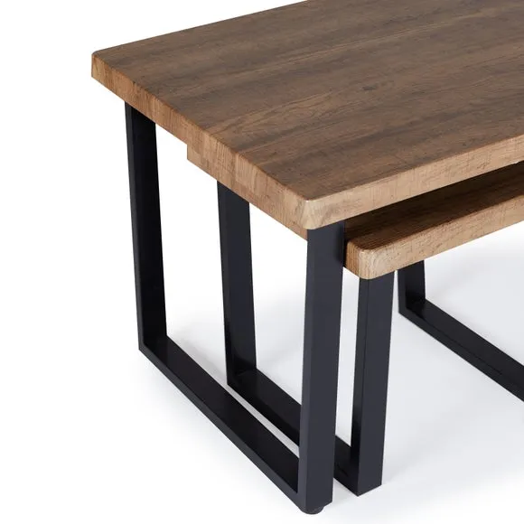 Freddie Nest Coffee Tables, Rustic Wood Effect 6