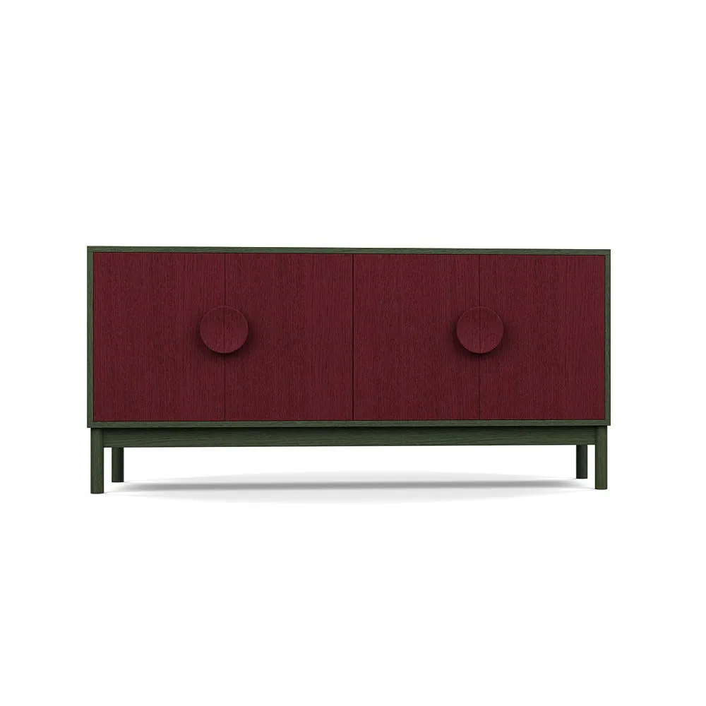 Heal's Tinta Sideboard Green Stain Frame Red Stain Doors 1