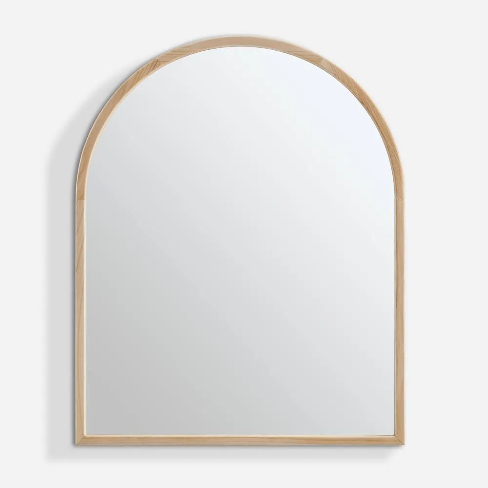 FurnitureboxUK Valerie Oak Wood Medium 100x80cm Overmantle Arch Mirror in Light Brown 3