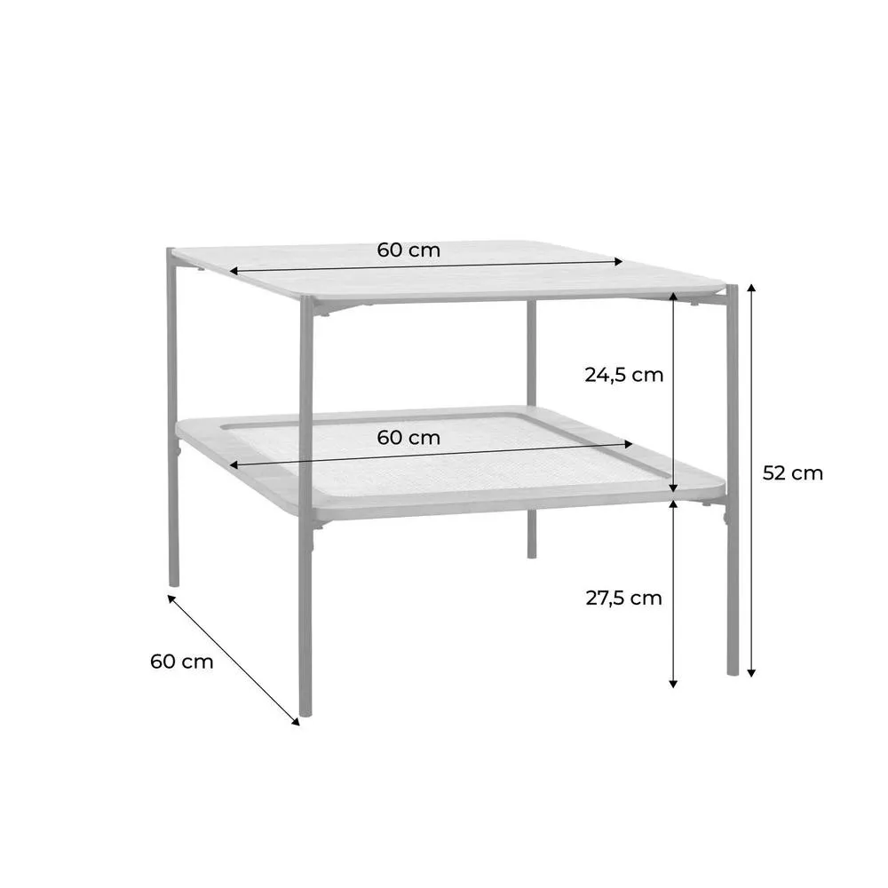 sweeek Square Coffee Table With Wood Effect & Cane in Black 4