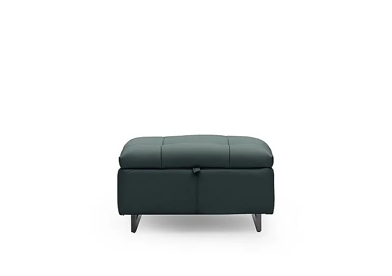 Gisella Leather Storage Footstool - Peacock