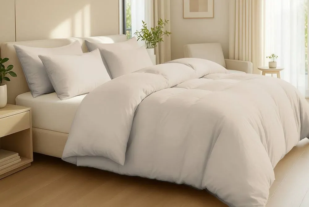 Pamposh Premium Egyptian Cotton Duvet Cover Set Reversible Quilt Covers in Taupe
