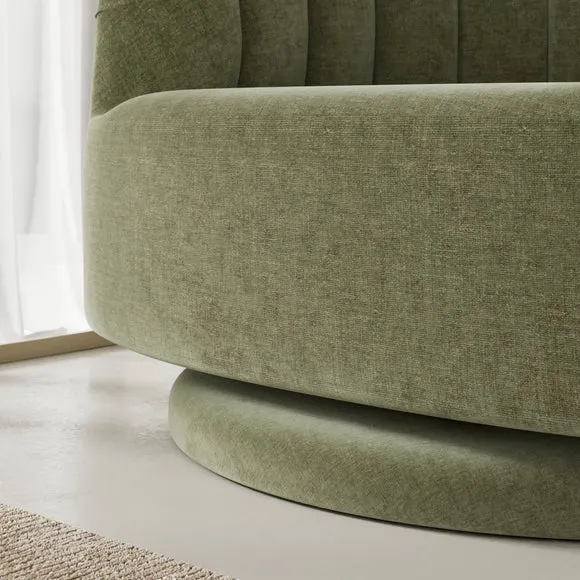 Elena Luxe Chenille Scalloped Swivel Chair 5