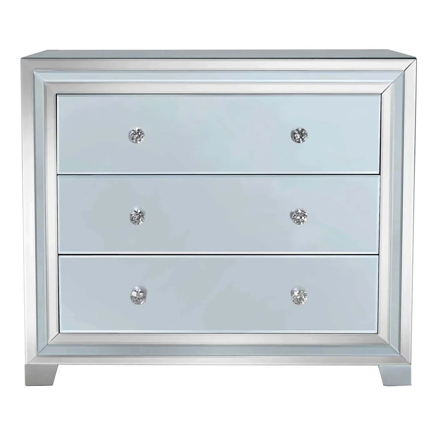 Quartz 3 Drawer Chest, Grey Glass and Mirror