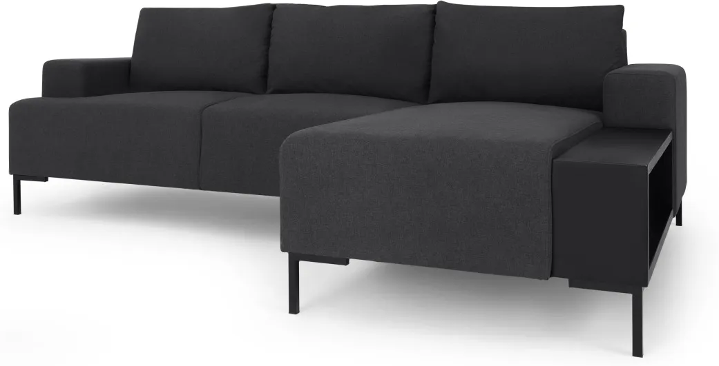 MADE Essentials Oskar Right Hand Facing Chaise End With Table, Sterling Grey