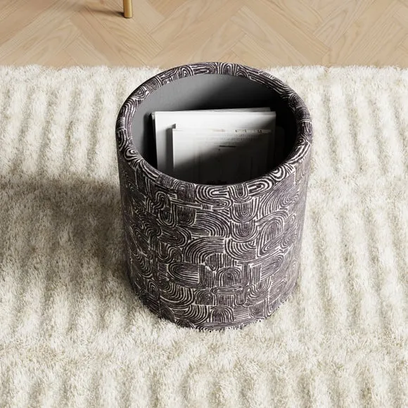 Tray Table Monochrome Swirl Storage Footstool 3