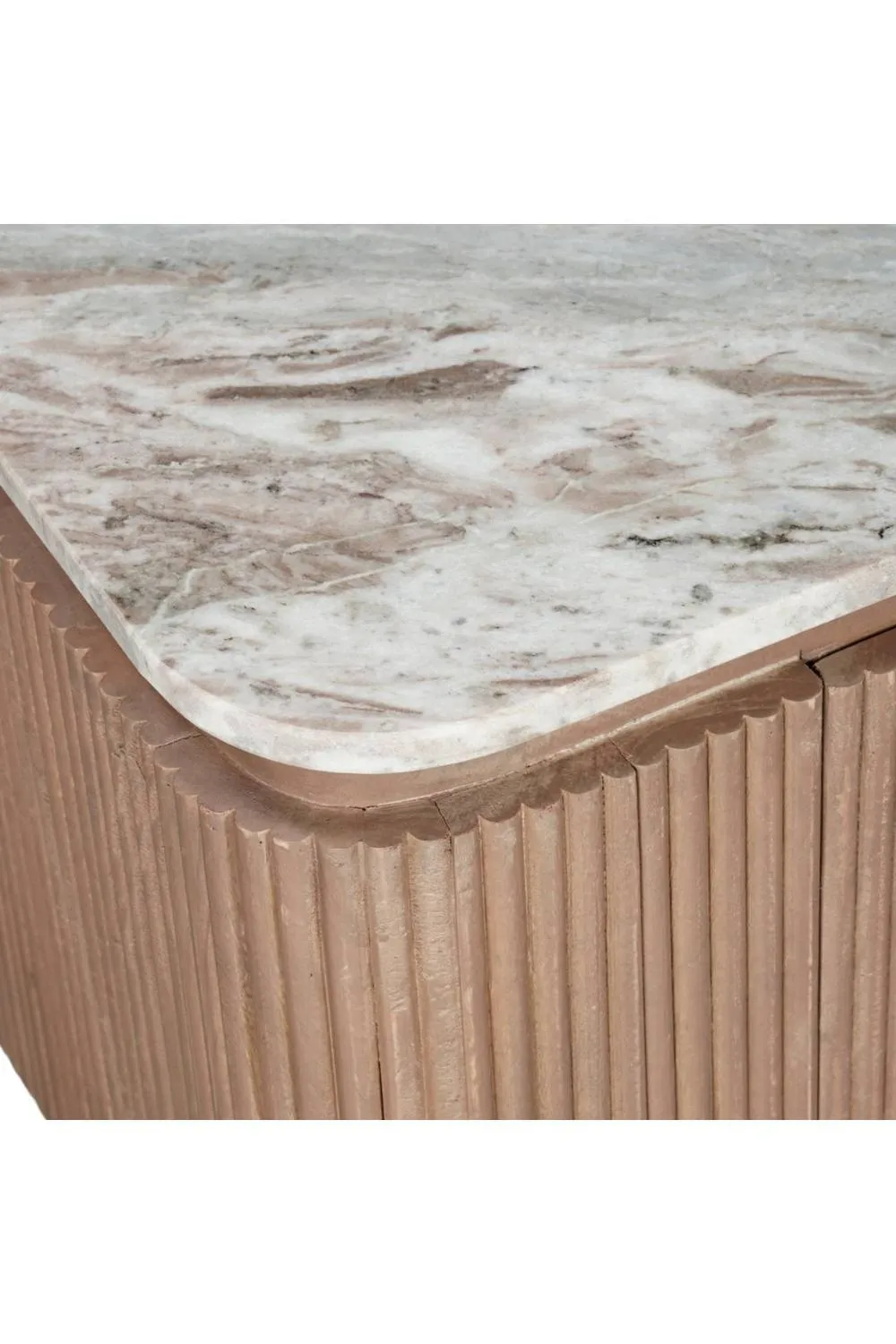 IH Design Upton Natural Marble Mango Wood Large TV Cabinet Taupe in Brown 6