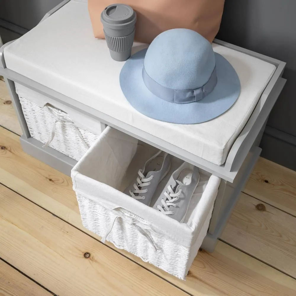 Nöa and Nani Stockholm Storage Bench with 2 Baskets in Silk Grey 5