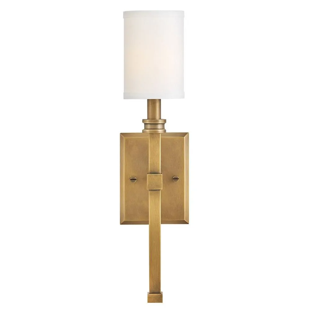 Netlighting Hinkley Moore Candle Wall Lamp Brass Ivory Linen Shade 1x E14 in Gold 3