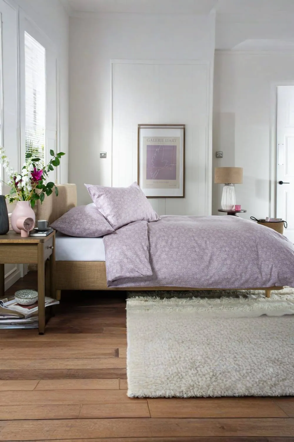 The Lyndon Company William Plush Brushed Cotton Duvet Set in Mauve 2