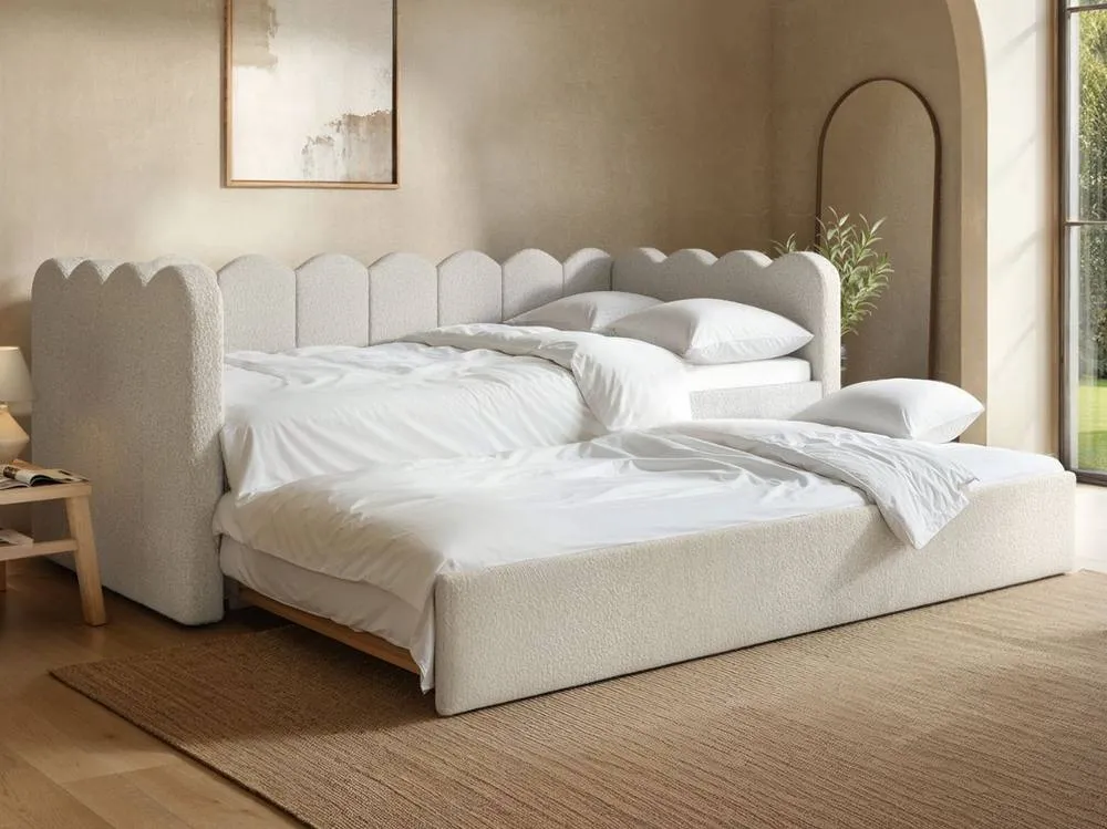 Flair Esme Cloud Fabric Day Bed with Trundle in Beige 3