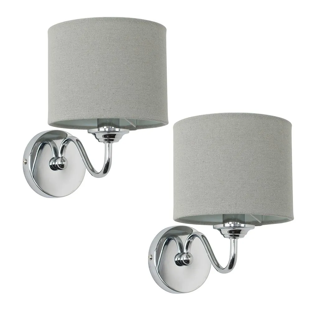ValueLights Rocha Pair of Silver Indoor Wall Lights 2