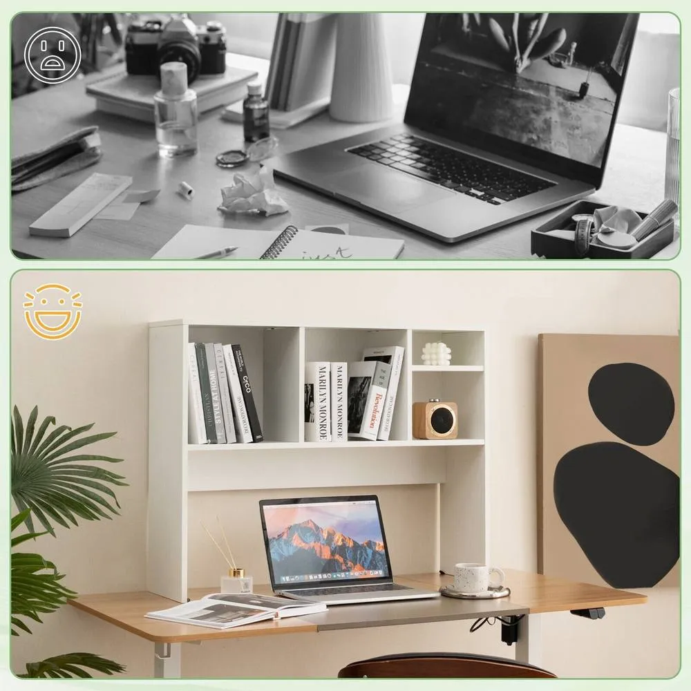 Costway Wooden Desktop Bookshelf Modern Countertop Hutch Display Rack in White 6