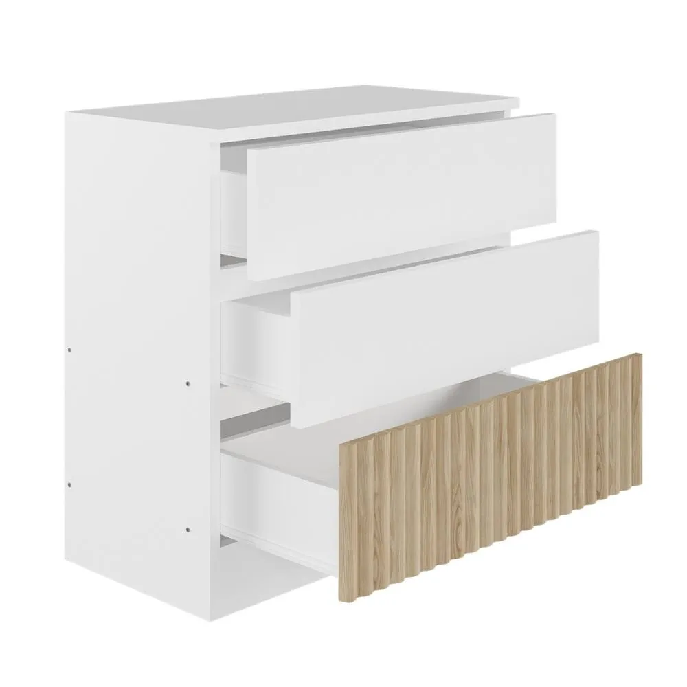 Flair Luca Ribbed 3 Drawer Chest in Light Oak 4