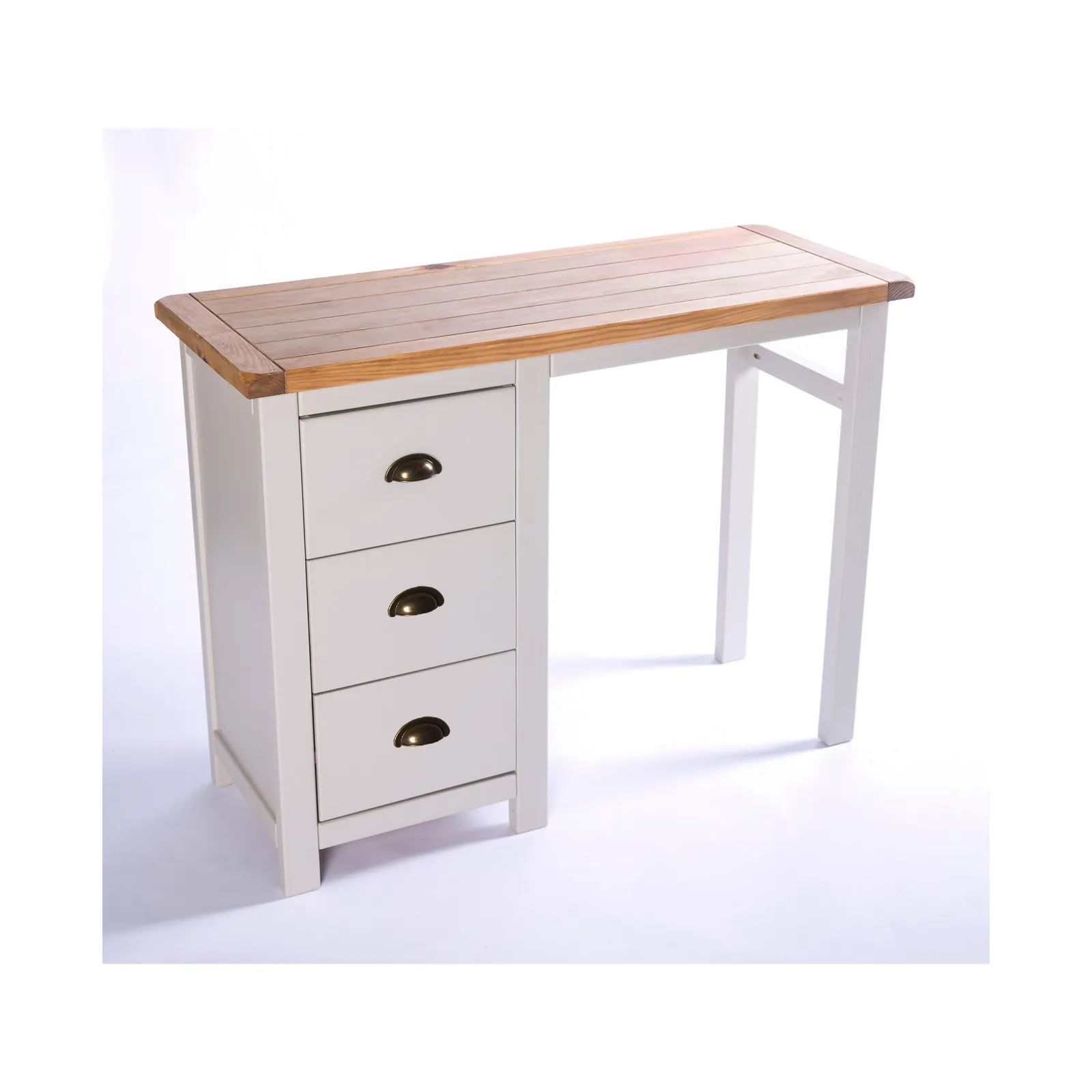 Cabinet Bits Argenta 3 Drawer Desk - Dressing Table Brass Cup Handle in Light Grey 2