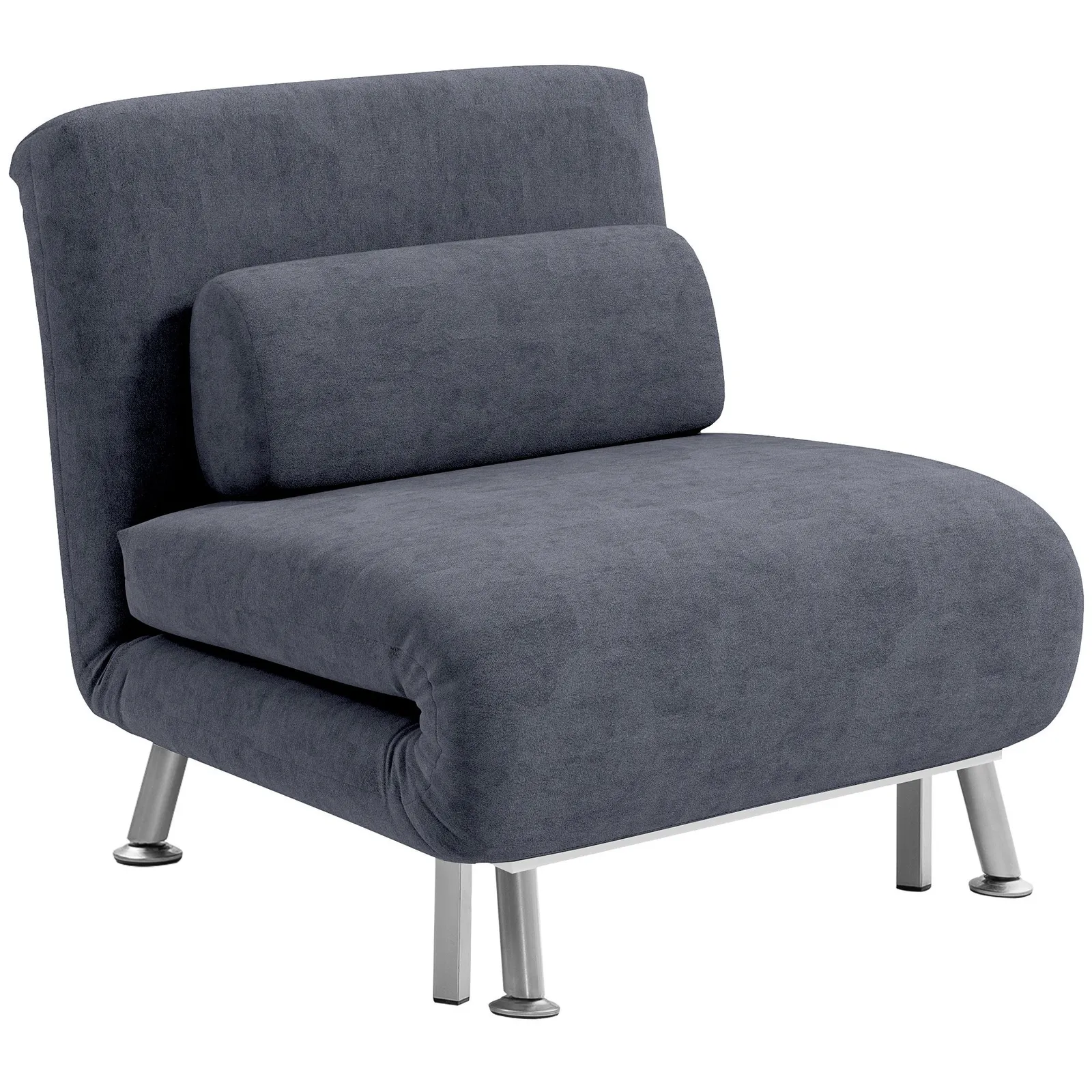 HOMCOM Folding 5 Position Convertible Sleeper Chair Charcoal Grey 2