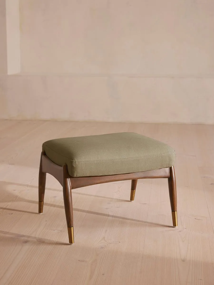 Theodore Footstool, Linen, Sage