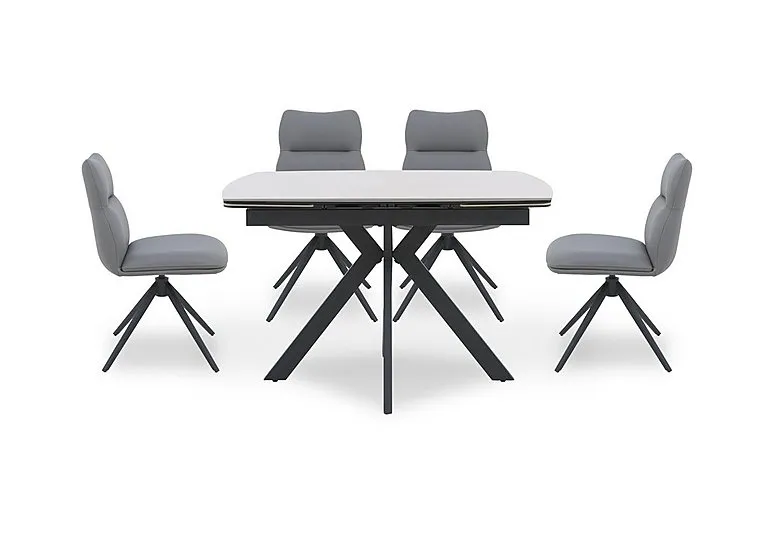 Quattro Extending Draw Leaf Table and 4 Swivel Dining Chairs - Sand Stone