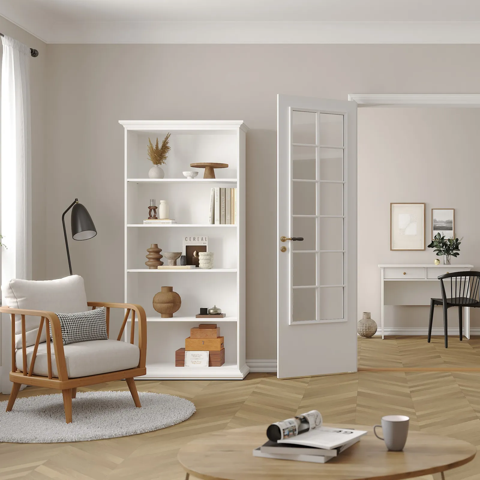 Furniture To Go Paris Tall Bookcase in White 5