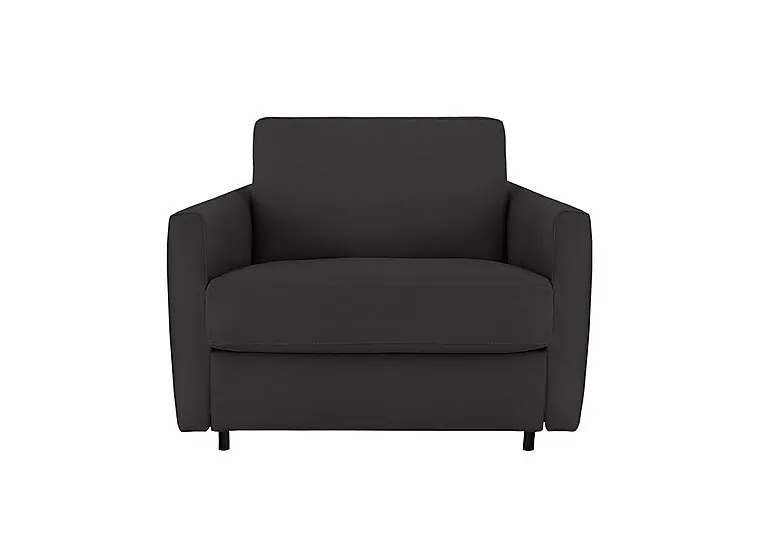 Alcova Leather Chair Sofa Bed with Slim Arms - Botero Nero