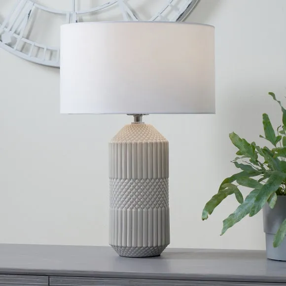 Meribel Tall Geo Textured Ceramic Table Lamp 1