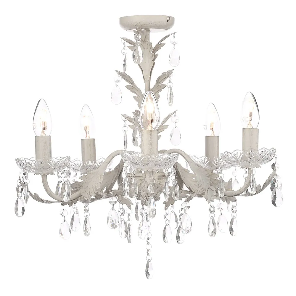 Paisley Flush Chandelier, Cream and Gold 1