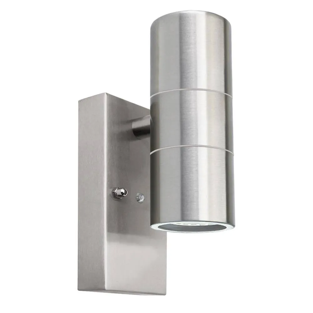 First Choice Lighting Blaze - Marine Grade Stainless Steel Dusk Dawn Sensor Wall Light in Silver