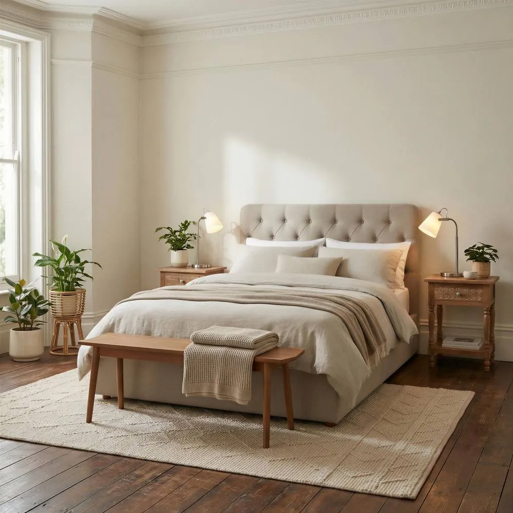 FurnitureboxUK Hayden Beige Fabric Ottoman Bed Frame