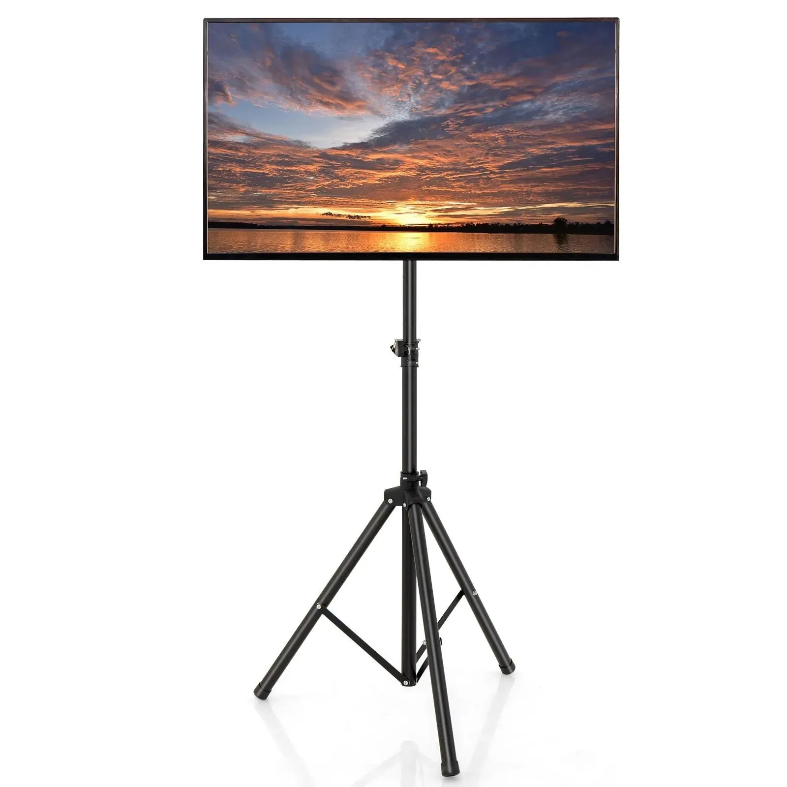 Costway Tripod TV Stand 5-position Height Adjustable Swivel TV Floor Stand Non-slip Foot in Black
