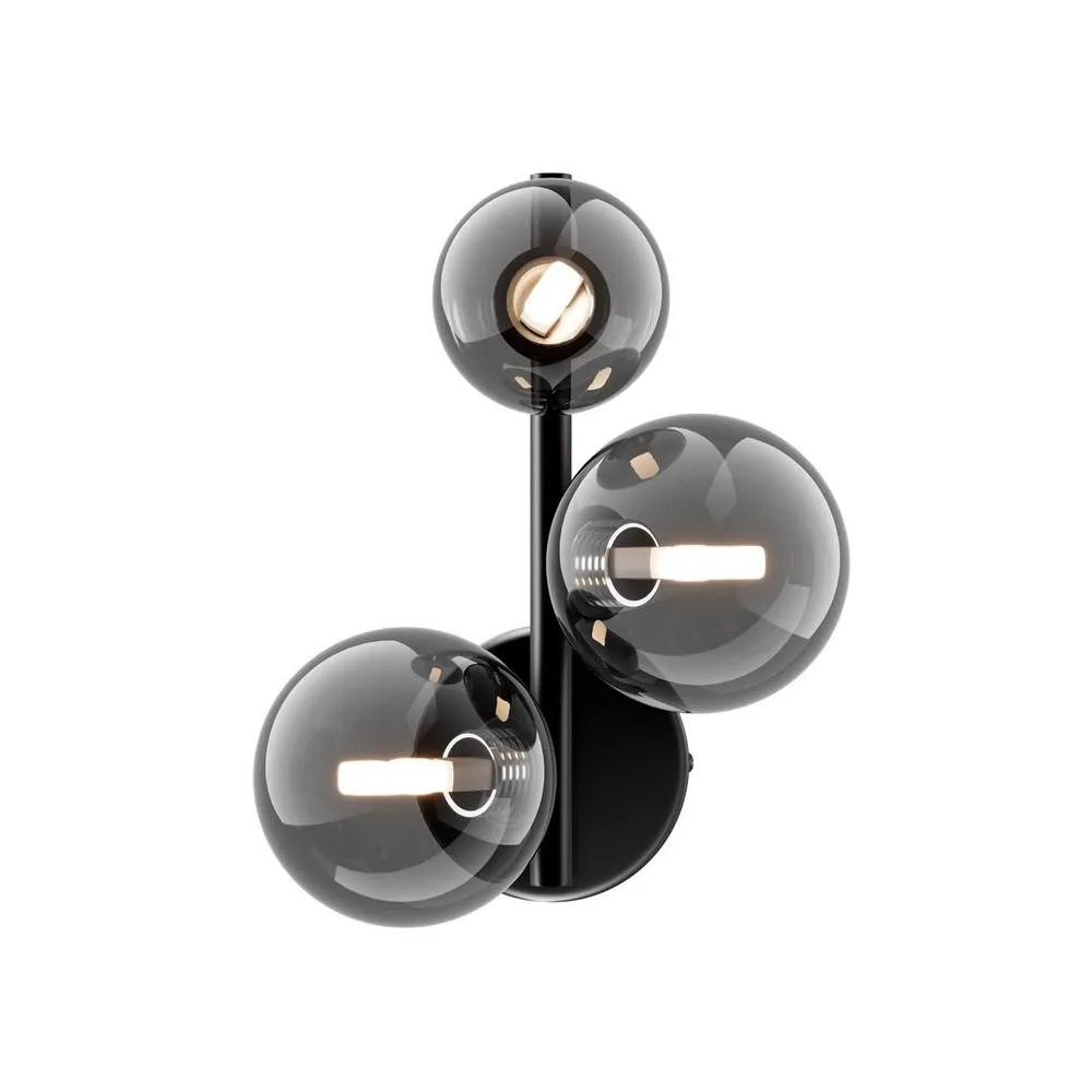 Netlighting Maytoni Dallas Modern 3 Light Wall Lamp Black Smoky Shade G9 2