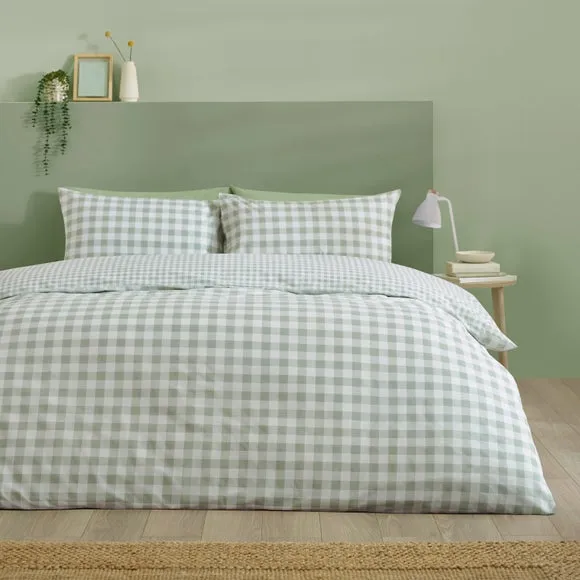 Catherine Lansfield Bamford Gingham Check Polycotton Duvet Cover & Pillowcase Set 3