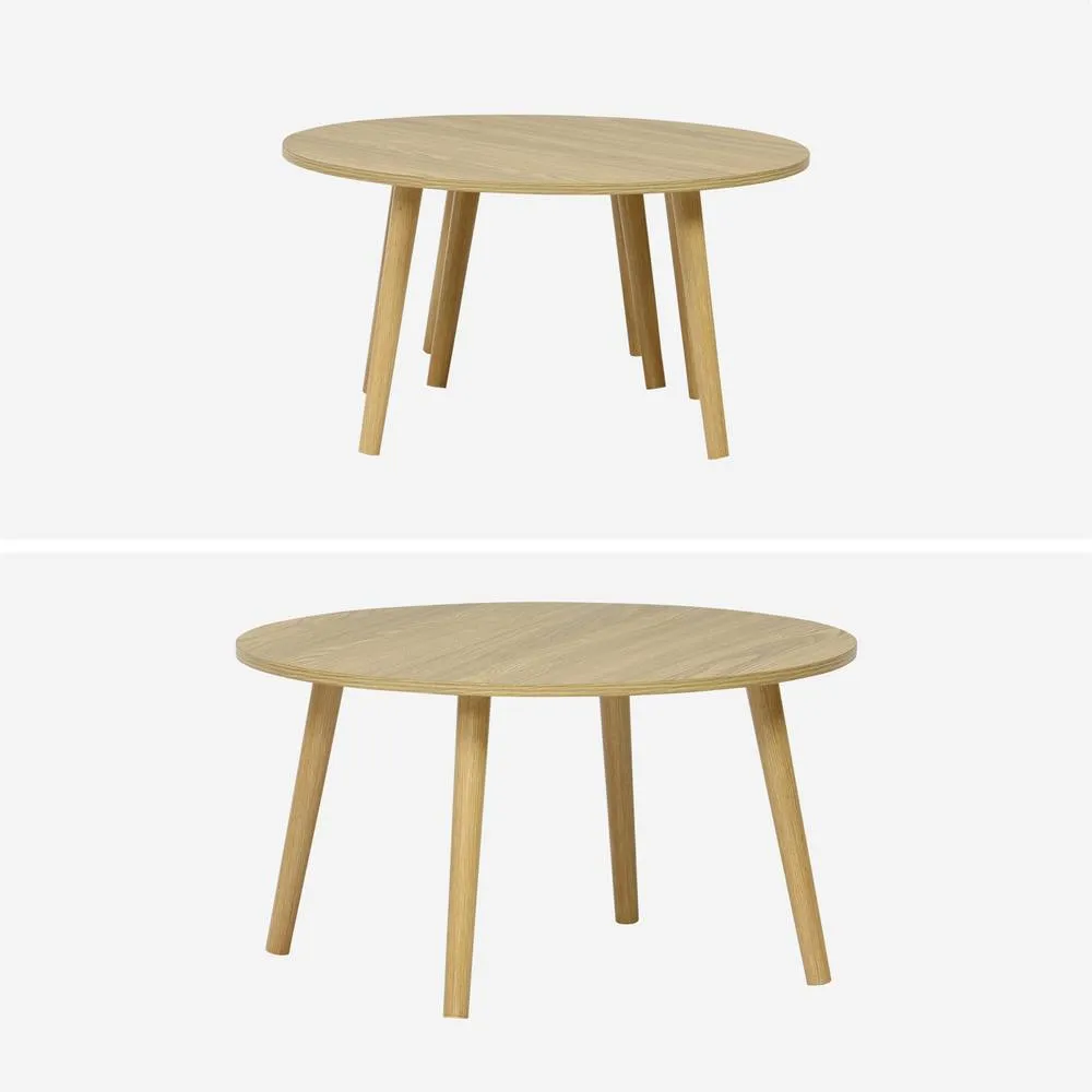sweeek Pair Of Nesting Coffee Tables With Wood Effect in Light Grey 2